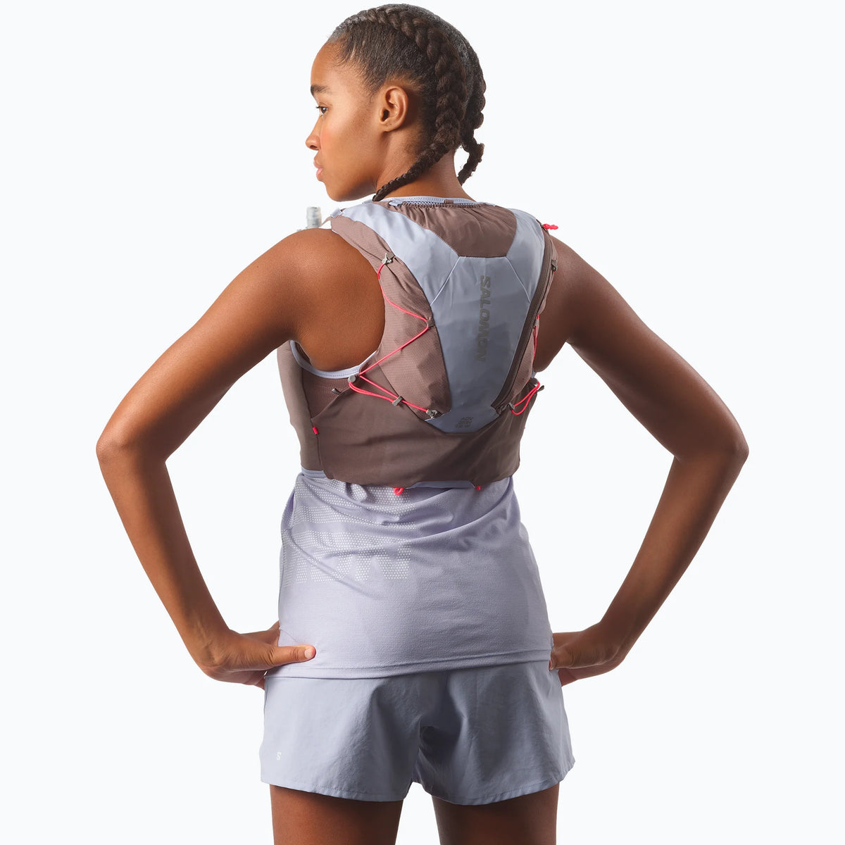 Chaleco de hidratación Salomon ADV Skin 12 Mujer Marrón gris, vista trasera