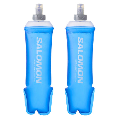Vista frontal de los dos soft flasks Salomon de 500 ml y abertura de 28 mm